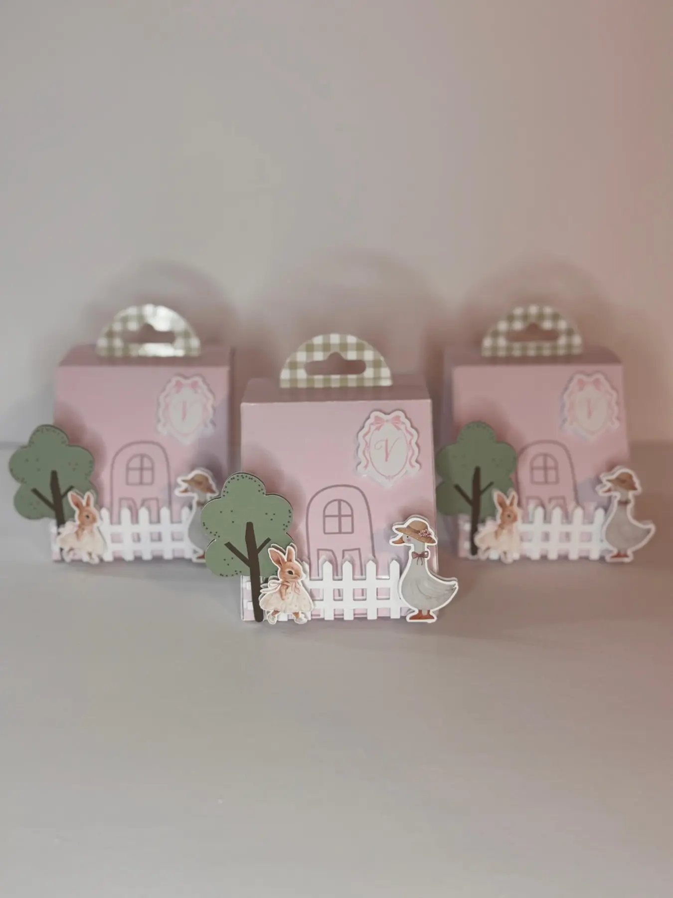 Casitas y empaques de colección en tonos rosados
