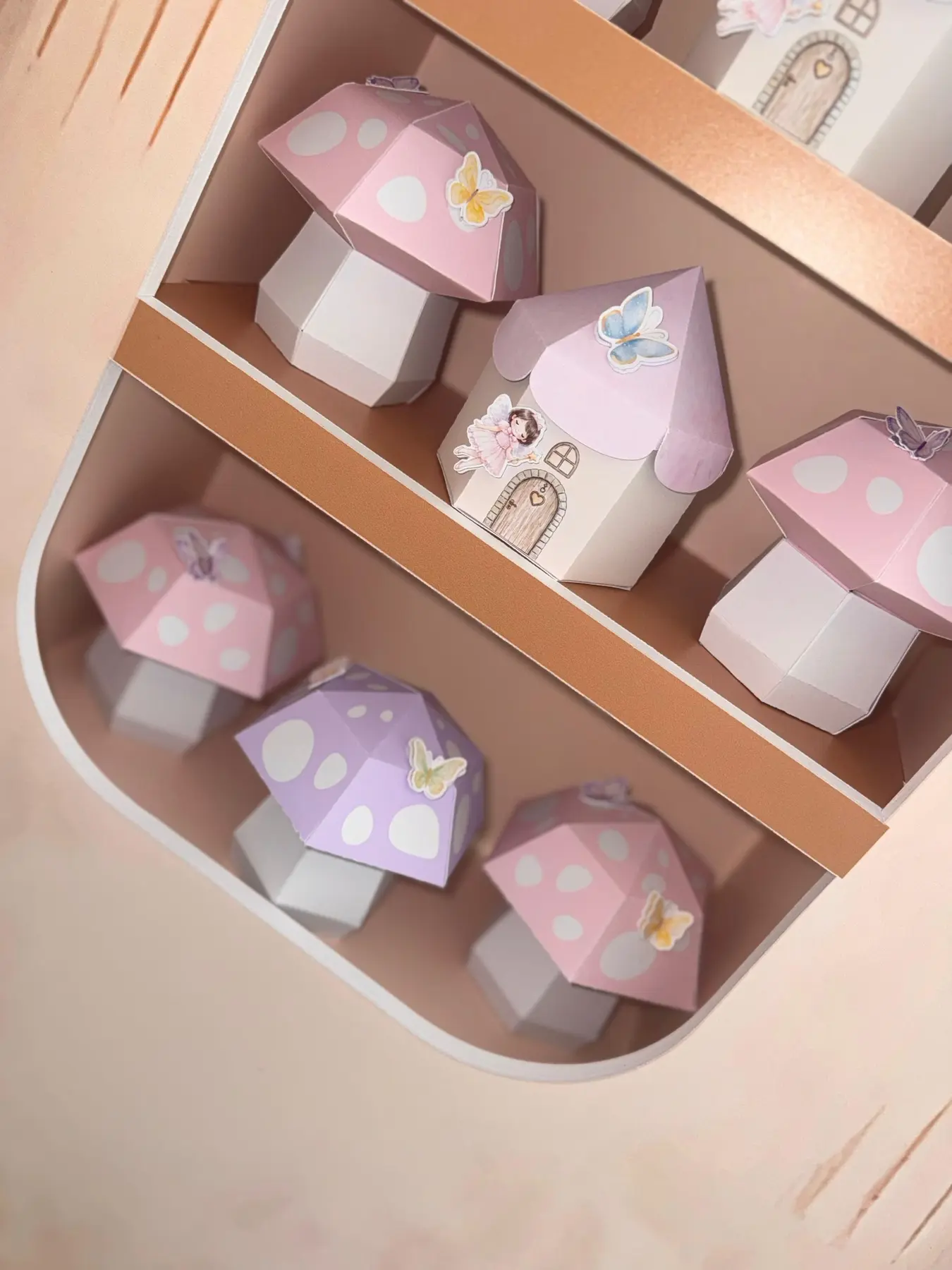 Favor boxes de hadas en forma de casitas y hongos